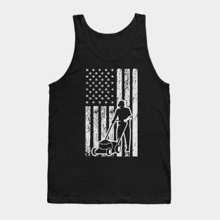 Lown mowing, American Flag, 4th of July Tank Top